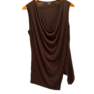 Storm SZ XL black deep cowl neck short sleeve jersey tank top asymmetrical hem